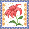 Cross Stitch Embroidery floral design for seamless pattern texture Royalty Free Stock Photo