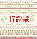 Cross-stitch embroidery - set of borders Royalty Free Stock Photo