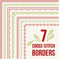 Cross-stitch embroidery - seven thin borders