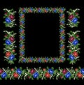 Cross-stitch frame for design vector, flowers, rose