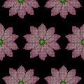 Cross Stitch Lotus Seamless Pattern Royalty Free Stock Photo