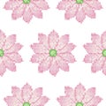Cross Stitch Lotus Seamless Pattern Royalty Free Stock Photo