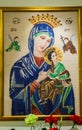 Cross stitch of Mother Mary, Mother of Perpetual Help at Sacred Heart Church Seattle Washington