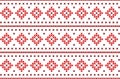 Cross stitch ornament with simple russian folk motifs. Seamless pattern. Print for fabric and textile