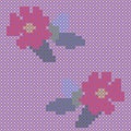 Cross stitch red flowers. Design elements Royalty Free Stock Photo