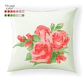 Cross stitch red rose on white background. Vector pattern for embroidery or needlework. Modern tattoo. Royalty Free Stock Photo
