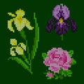 Cross stitch floral garden elements