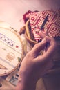 Cross Stitching Royalty Free Stock Photo
