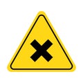 Cross, stop sign. Danger, warning cross icon with yellow triangle symbol Royalty Free Stock Photo