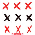 Cross Symbol Compilation Icons Signifying Errors, Failures, and Misjudgments in Vector Form