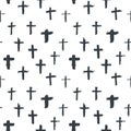 Cross symbols seamless pattern grunge hand drawn Christian crosses, religious signs icons, crucifix symbol vector illustration