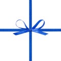 Cross thin blue ribbon with bow Royalty Free Stock Photo