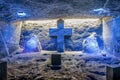Cross and Thombstone in Zipaquira Salt Cathedral, Colombia Royalty Free Stock Photo