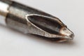 Cross tip of old screwdriver. Extremely closeup, super macro