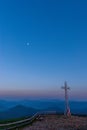 Cross on top of the mountain, Bieszczady Mountains, Poland Royalty Free Stock Photo