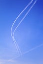 Cross traces of planes in the sky Royalty Free Stock Photo