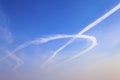 Cross traces of planes in the sky Royalty Free Stock Photo