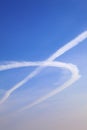 Cross traces of planes in the sky Royalty Free Stock Photo
