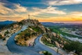 The cross and trails at sunset, at Mount Rubidoux Park Royalty Free Stock Photo