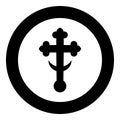 Cross trefoil shamrock on church cupola domical with half-moon Cross monogram Religious cross icon in circle round black color