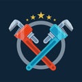 Cross of two wrench. Red and Blue wrench. Vector Illustration Royalty Free Stock Photo