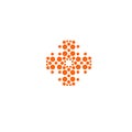 Cross vector icon. Cross unusual shape. Innovative medical technology orange sign from circles. Medical equipment