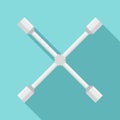 Cross wheel key icon, flat style