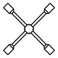 Cross wheel key icon, outline style