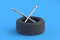 Cross wheel wrench and tyre