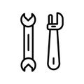 Cross wrench icon vector isolated on white background, Cross wrench sign , linear symbol and stroke design elements in outline Royalty Free Stock Photo