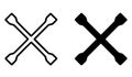 Spare parts icon, cross wrench, outline and silhouette versions Royalty Free Stock Photo