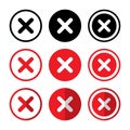 Cross x icon vector. Wrong, cancel, close symbol concept