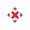 Cross x target simple geometric logo vector