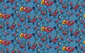 Crossbill birds wallpaper seamless pattern, vector illustration hand drawn