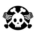 Crossbones Skeleton Badge / Emblem Monochrome