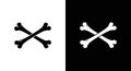 Crossbones Symbol Black and White Icon Set Royalty Free Stock Photo