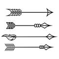 Crossbow arrows. Set of different arrow symbols. Hand drawn doodles Royalty Free Stock Photo