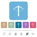 Crossbow flat icons on color rounded square backgrounds