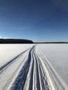 Crosscountry skiing on A Finnish lake