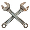 Crossed adjustable wrenches tools for repair and maintenance work on transparent background Royalty Free Stock Photo
