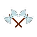 Crossed ancient battle double axes icon
