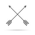 Crossed arrow icon. Archery symbol. Vector illustration