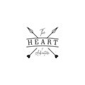 Crossed Arrows with heart, Minimalist Rustic Hipster logo design with line art style