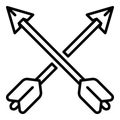 Crossed arrows icon, outline style
