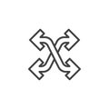 Crossed arrows line icon