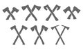 Crossed axe isolated on white background for logo, emblem, badge