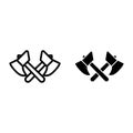 Crossed axes line and glyph icon. Ax vector illustration isolated on white. Work tools outline style design, designed