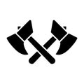 Crossed axes solid icon. Ax vector illustration isolated on white. Work tools glyph style design, designed for web and