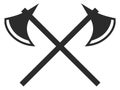 Crossed axes. Vintage weapon logo. Steel hatchet