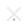 Crossed baseball bats and ball. flat vector icon